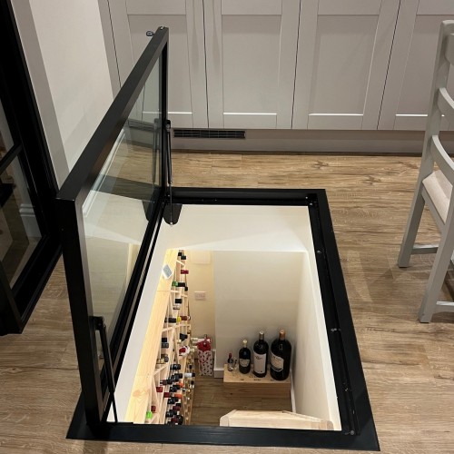 Hinged Glass Wine Cellar Door in a Converted Coal Store, Supply Only Hinged Glass Wine Cellar Door in a Converted Coal Store, Supply Only